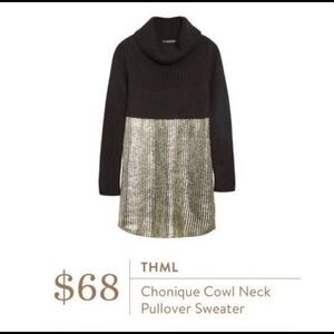 THML Black & Metallic Chonique‎ Cowl Neck Pullover Sweater Medium